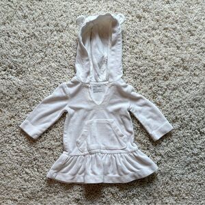 Baby GAP White Hooded Terry Cloth Dress Beach Coverup with Bear Ears 3-6 Months
